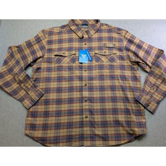 NEW Columbia Men's PHG Roughtail Stretch Flannel Long Sleeve Shirt Size XXL $65 - Picture 1 of 11